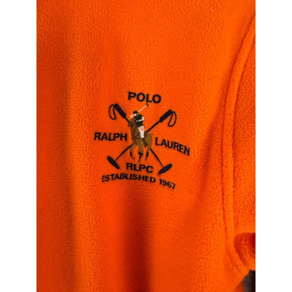 Polo Ralph Lauren Size L(16/18) Full Zip Fleece RLPC Crest Jacket Orange LS Boys
